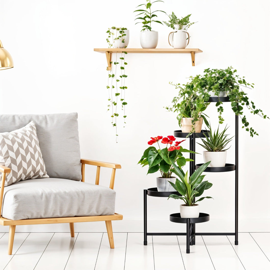 Creative Multi-Tier Metal Plant Stand, Indoor Flower Pot Display Rack for Home Décor