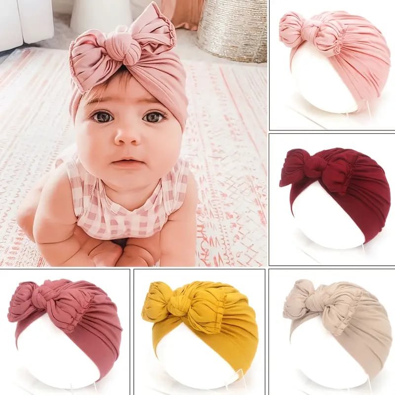 Soft Baby Headband, Newborn Girl Turban Headwrap, Baby Bow Hair Accessories