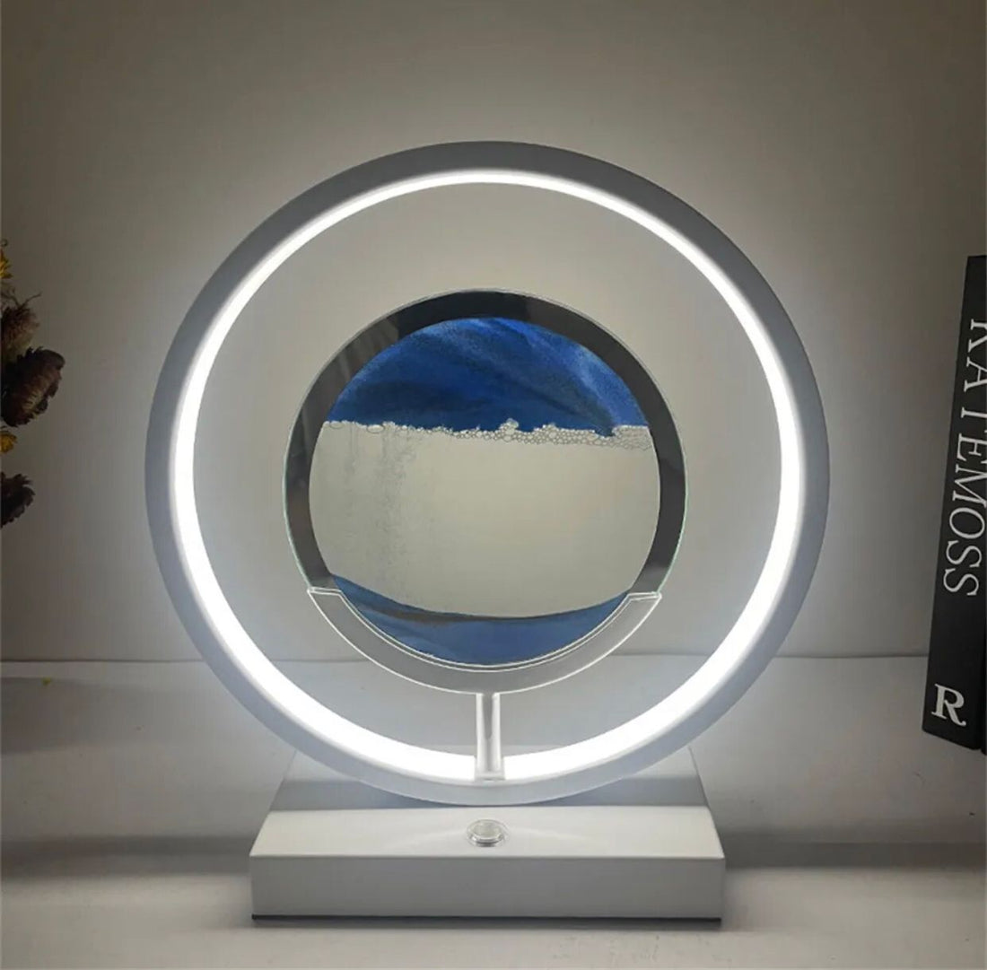 Moving Sand Art Lamp Indoor Modern Unique Decorative Designed Office Home Desk Kids Lighting Electric Operated Night Table Decor Table Lamp